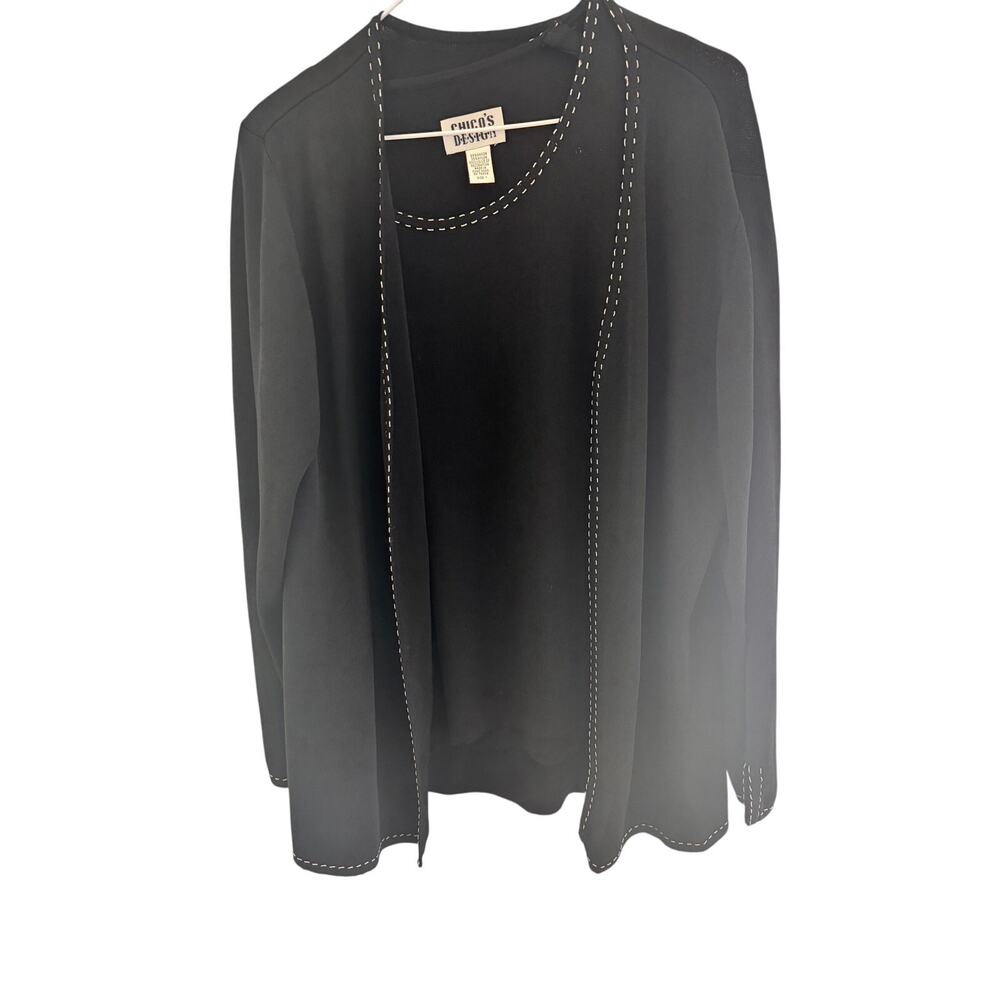 Woman Chico's Black Twin Set Cardigan Shell  1 L